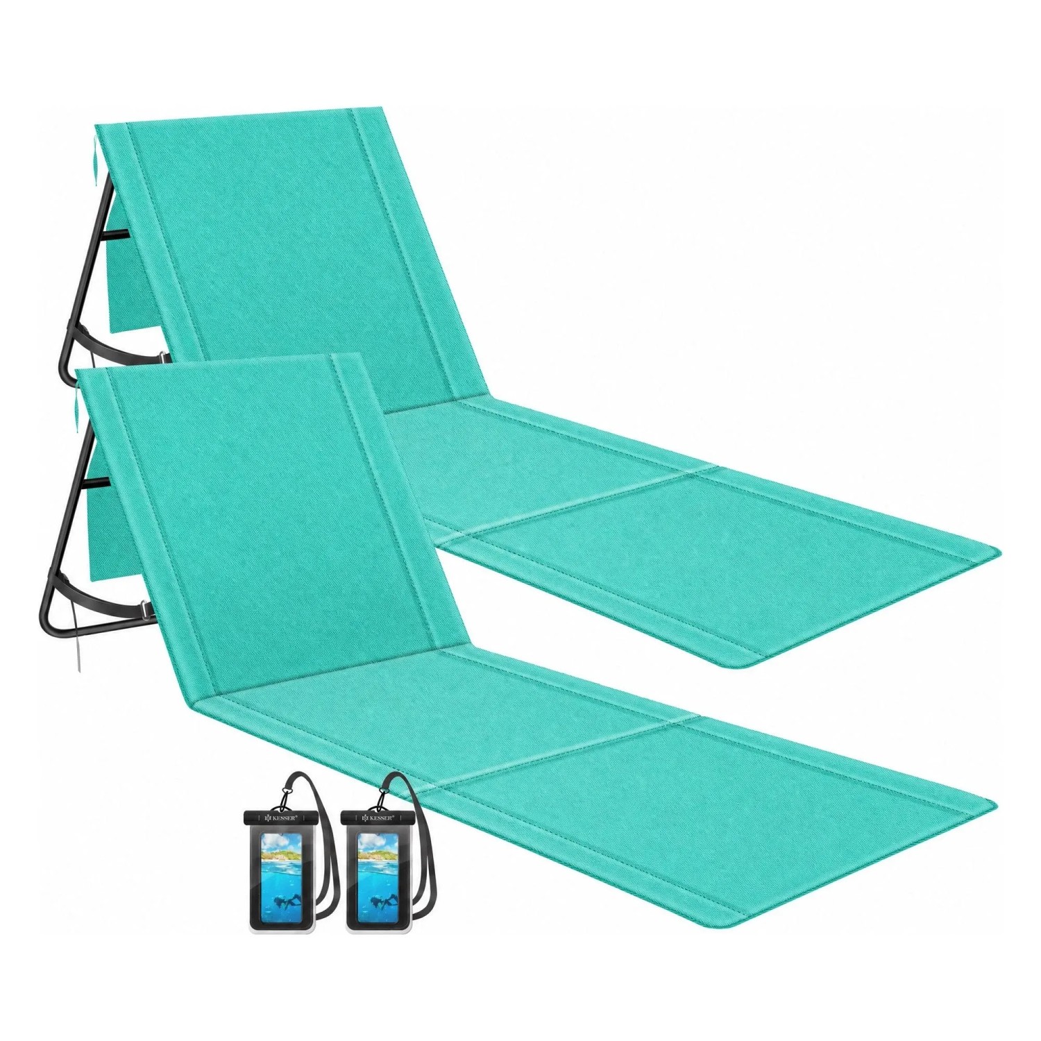 KESSER Sonnenliege Klappbar und Verstellbar Bis 200 kg Blau 2er Set