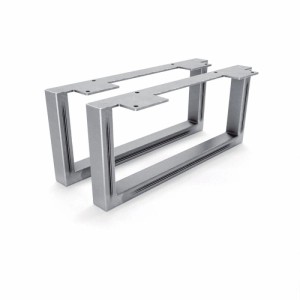 Zwei HEVVA Möbelfüße GRAZ aus Rohstahl mit Klarlack, U-förmig, 15 cm hoch, für DIY-Möbel und industrielle Designs.