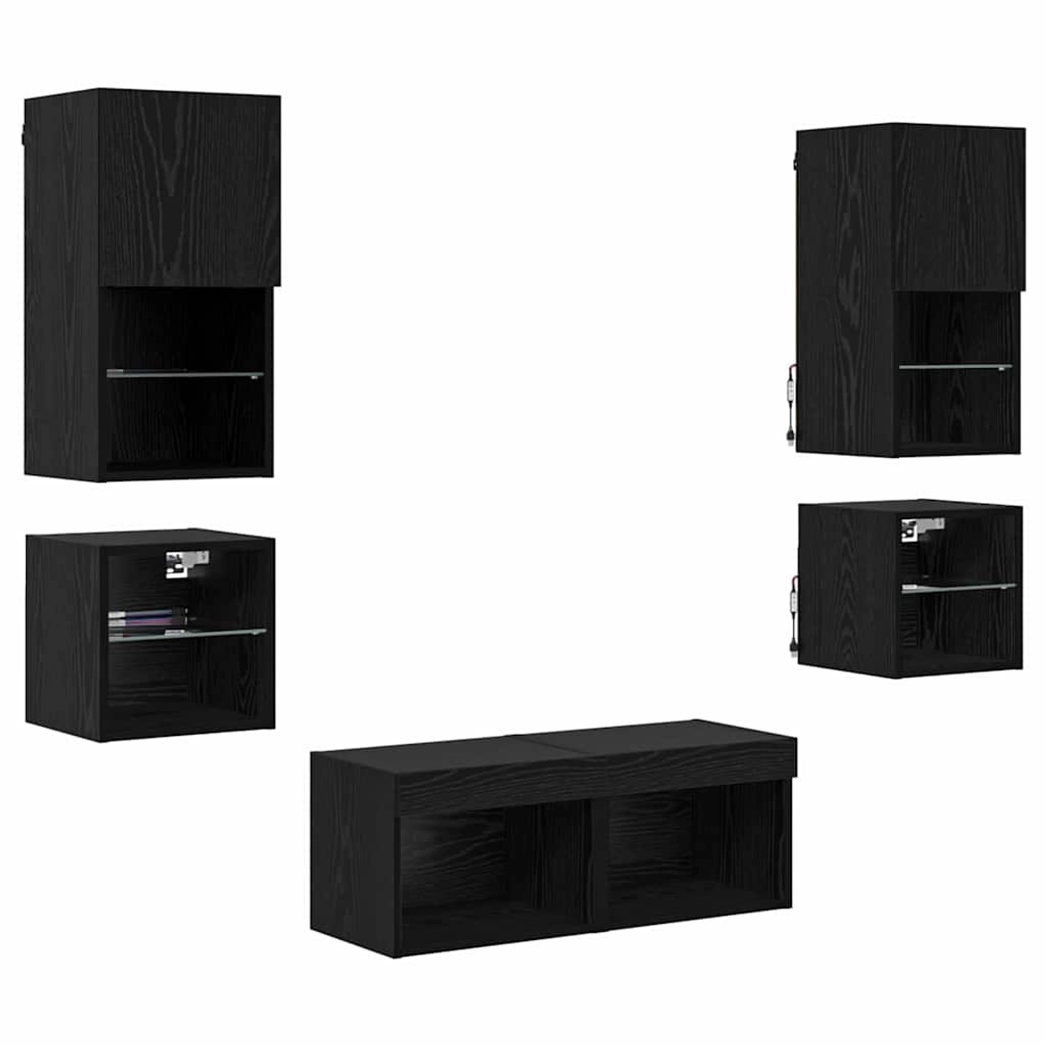 vidaXL Wohnwand mit LED 8-Tlg Schwarz Eichen-Optik 3402922 günstig online kaufen