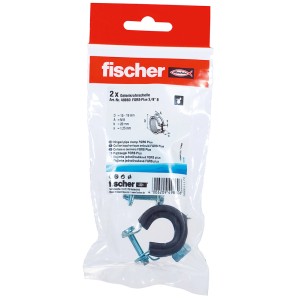 Fischer Gelenkrohrschelle FGRS Plus 3/8 im Doppelpack, zur Rohrbefestigung mit Schalldämmung.