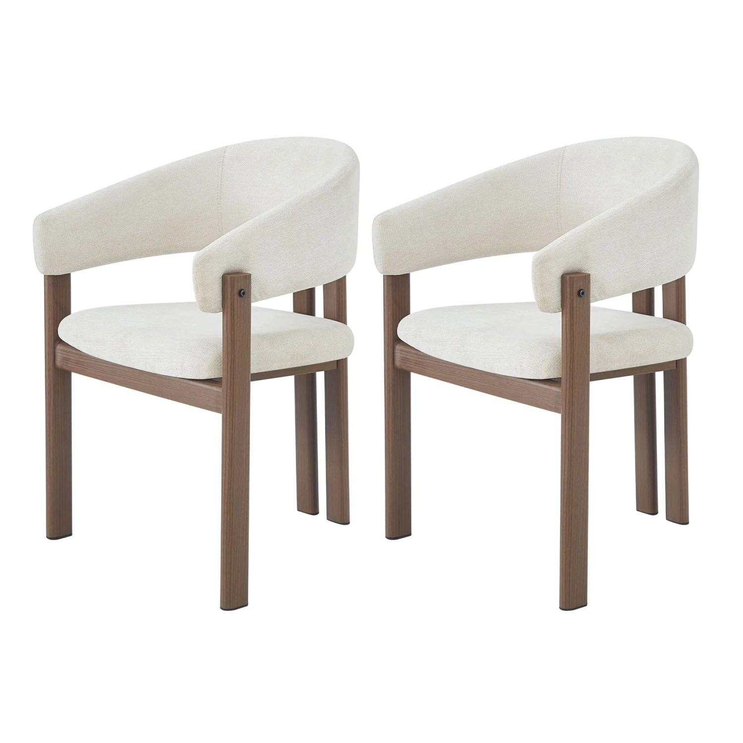 ModernLuxe 2er Set Metallstühle Holzoptik 61 x 52 x 83 cm mit Leinenbezug Beige und Braun