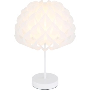 Weiße Globo Tischlampe Irene mit dekorativem Lampenschirm, 260x350 mm.
