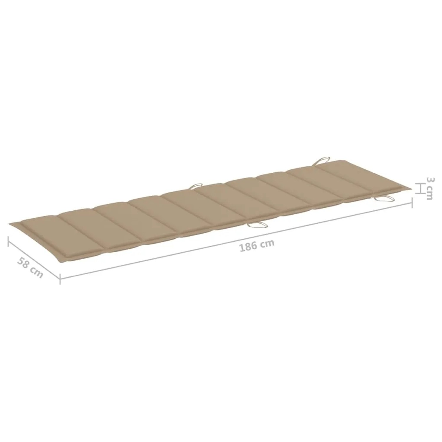 Beige Auflage (186x58x3 cm) für vidaXL Sonnenliege aus Akazienholz.