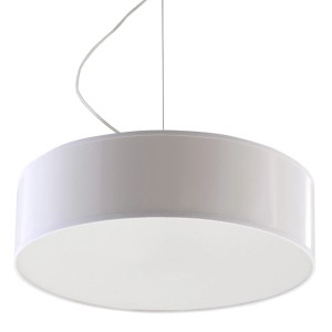 Weiße Sollux Lighting Hängeleuchte Arena 35, runde Form, minimalistischer Stil für Wohnzimmer, Esszimmer, Küche oder Schlafzimmer.