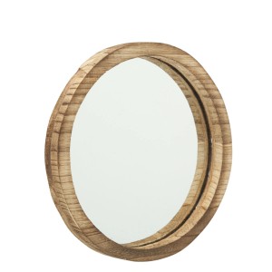 Runder Boltze Home Spiegel Jones, Ø 30 cm, Naturholz-Rahmen, Wanddekoration.