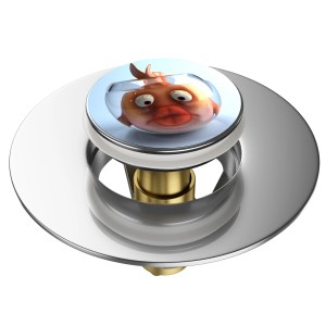 Sanilo Pop Up Waschbeckenstöpsel mit Goldfisch Motiv, verchromt.