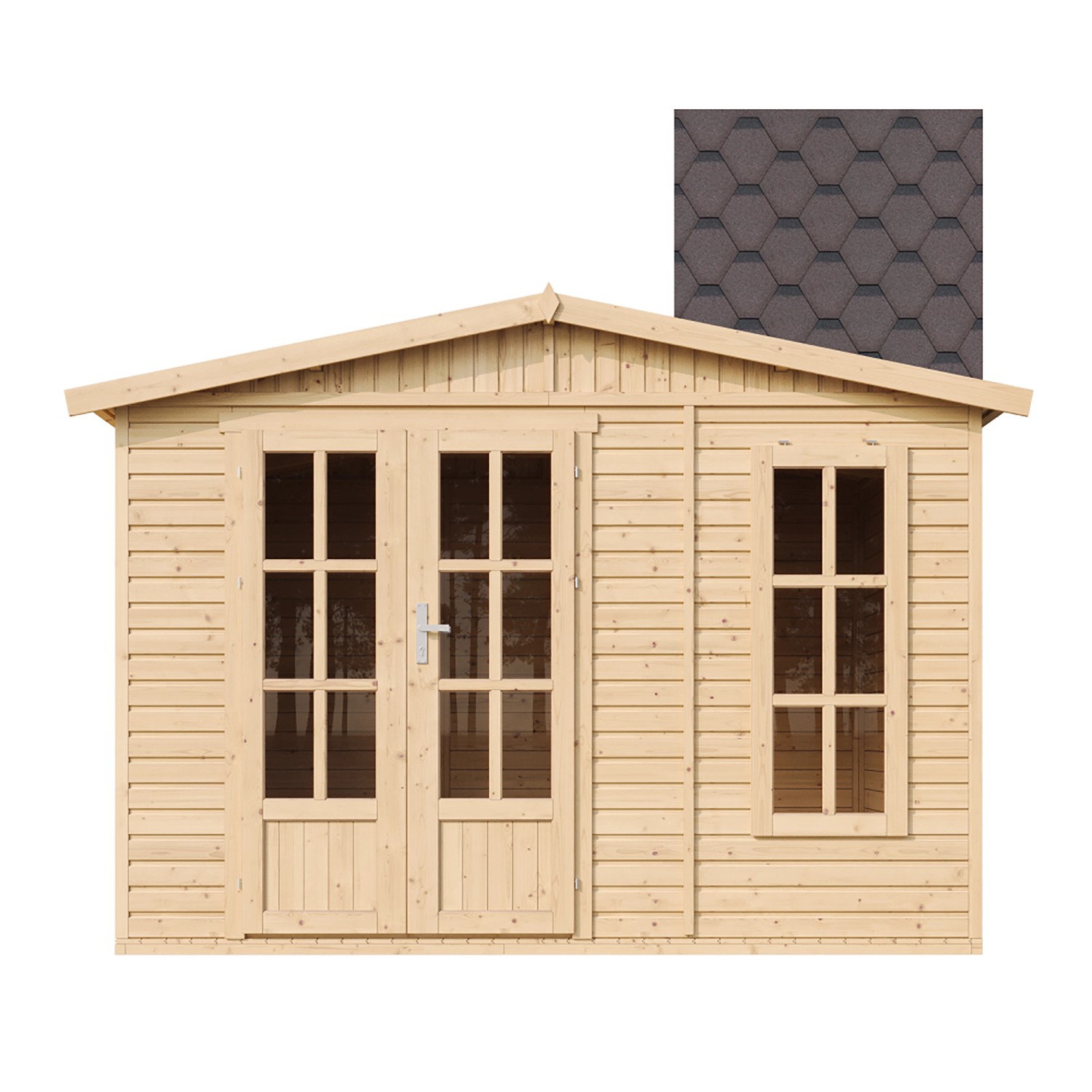 Timbela Gartenhaus Holz M334FB+H334FBBROWN 6,03 m² Dachziegel Braun mit Bod günstig online kaufen