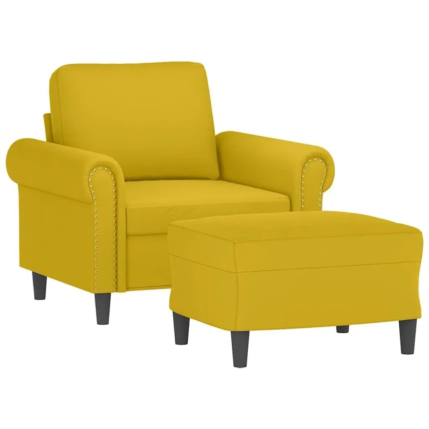 vidaXL Sessel mit Hocker Gelb 60 cm Samt 3201211