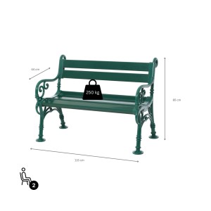 PROREGAL Gartenbank Curacao 2-Sitzer Grün HxBxT 85x115x60cm Witterungs- & UV-beständiger Kunststoff Sitzbank