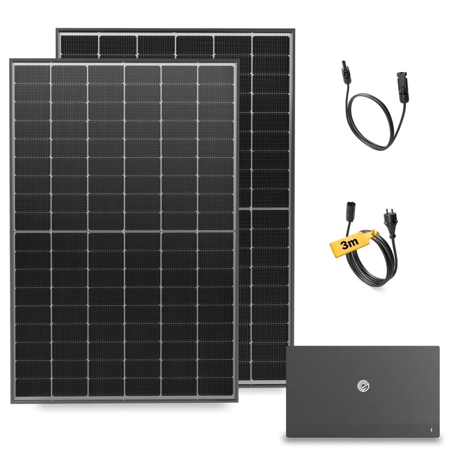 Solakon Balkonkraftwerk 900W Solaranlage mit Speicher 2,11 kWh Steckerfertig Komplettset Photovoltaik Anlage 800W Kabel 3m