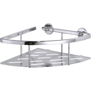 Verchromte Tesa Eckablage Aluxx aus Aluminium für Bad und Dusche.