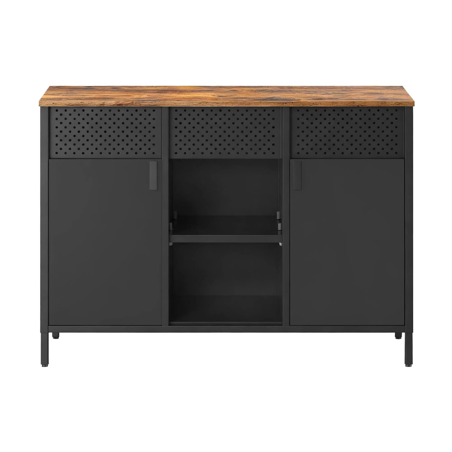 Songmics Kommode mit Doppeltür 110 cm x 76 cm x 40 cm Schwarz