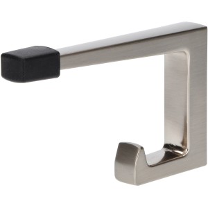 Siro Mantelhaken mit Türstopper, Edelstahlfarbig glänzend, Lochabstand 32 mm.