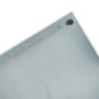 Detailansicht des anthrazitfarbenen Zeller Memoboards aus Glas mit Magnet und Aufhängung.