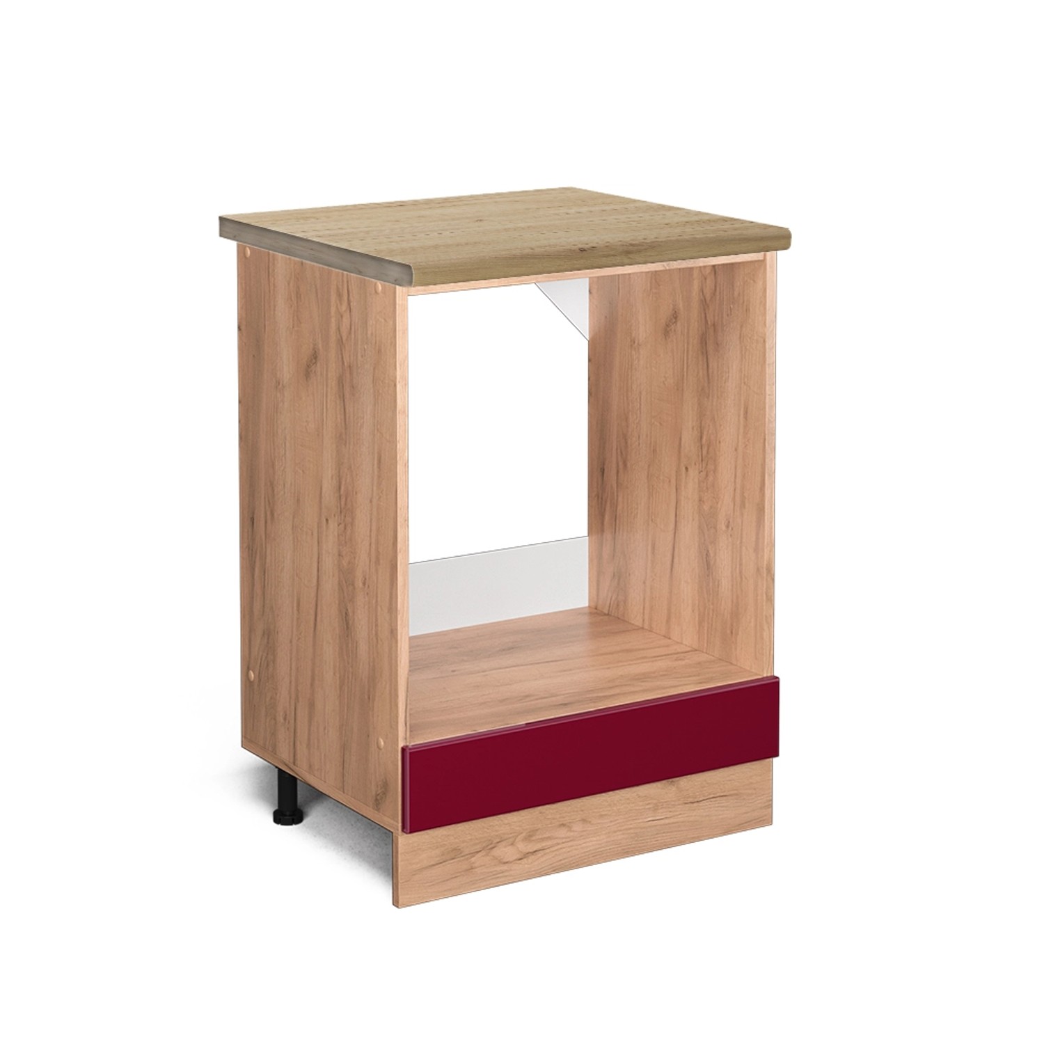 Vicco Herdumbauschrank R-Line Bordeaux Hochglanz/Goldkraft Eiche 60 cm AP E günstig online kaufen