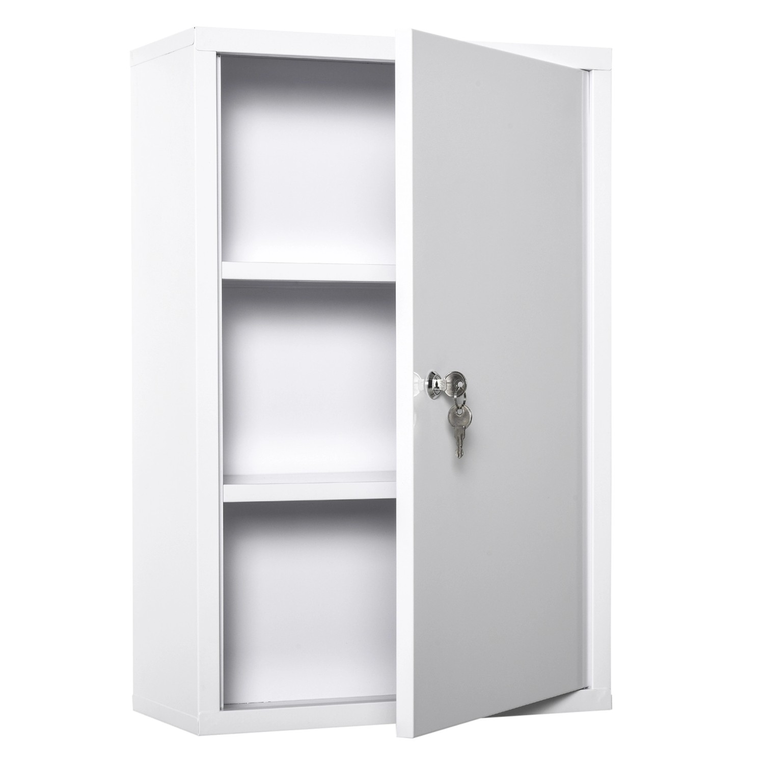 Kleankin Medizinschrank mit Schloss 3 Fächer Stahl Weiß 40 x 18 x 60 cm günstig online kaufen