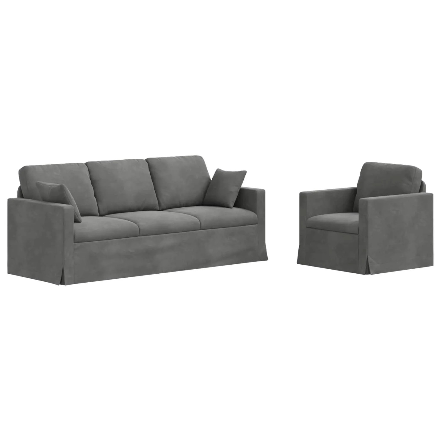 vidaXL Sofa 2-Tlg Dunkelgrau 198 x 78 x 80 cm Samt 3407596