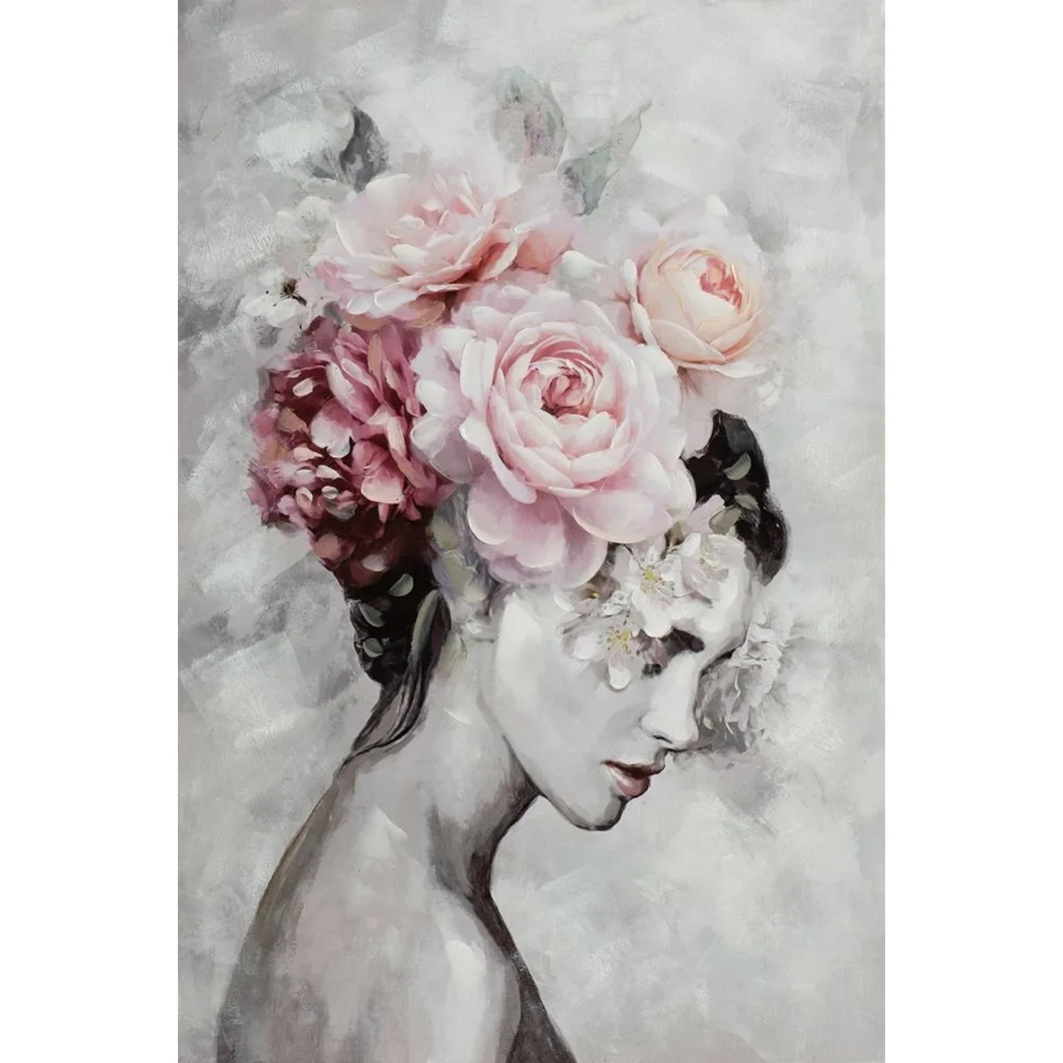 Art Universe Leinwandbild Schönheit mit Zarten Blumen im Haar 80 x 120 cm