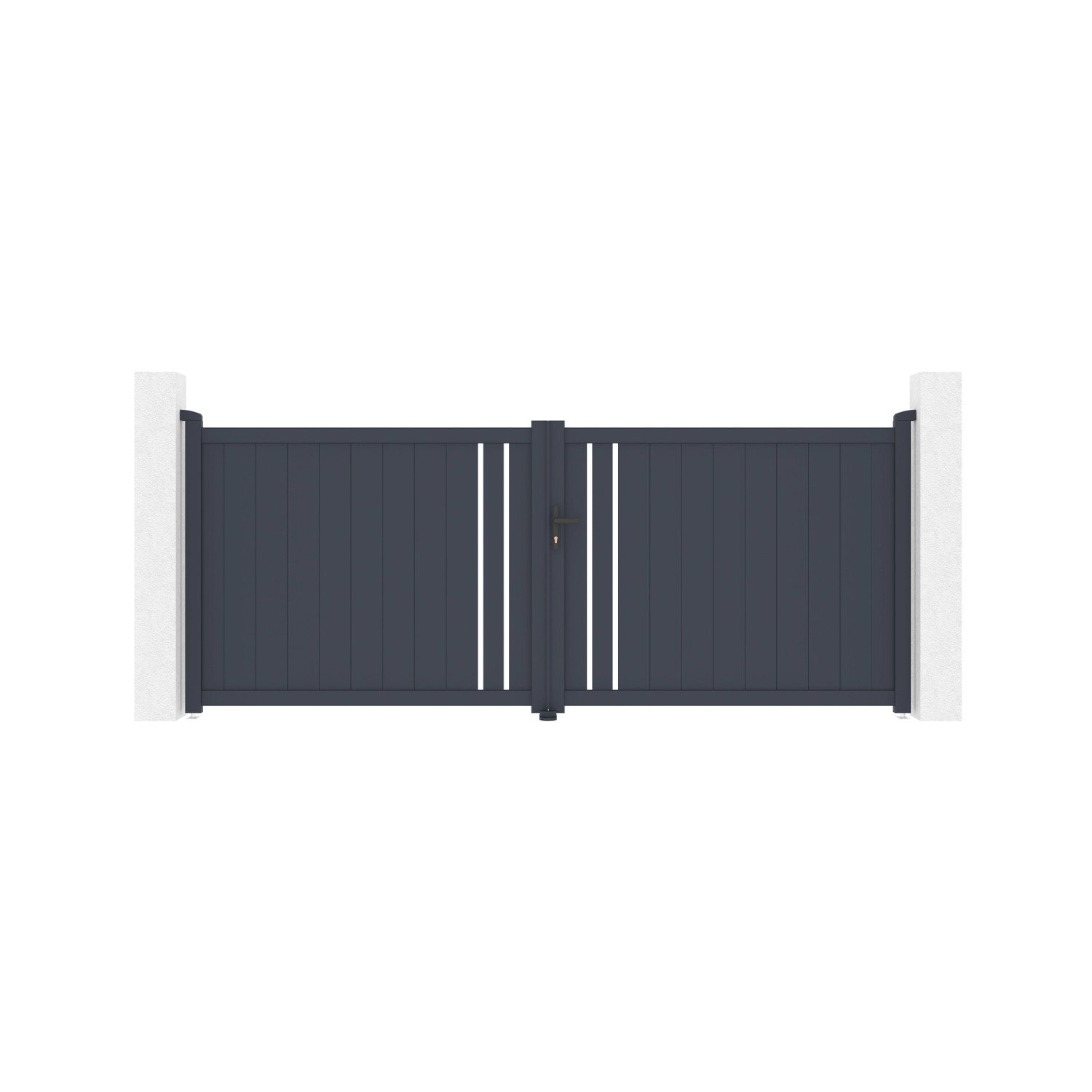 Casanoov Doppelflügeltor Aus Aluminium 3 5M Giona H 140Cm Grau günstig online kaufen