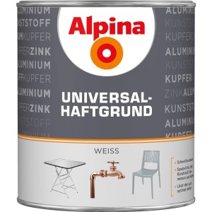 Alpina Universal-Haftgrund, weiß, 750ml Dose für Zink, Alu, Kunststoff & Kupfer.