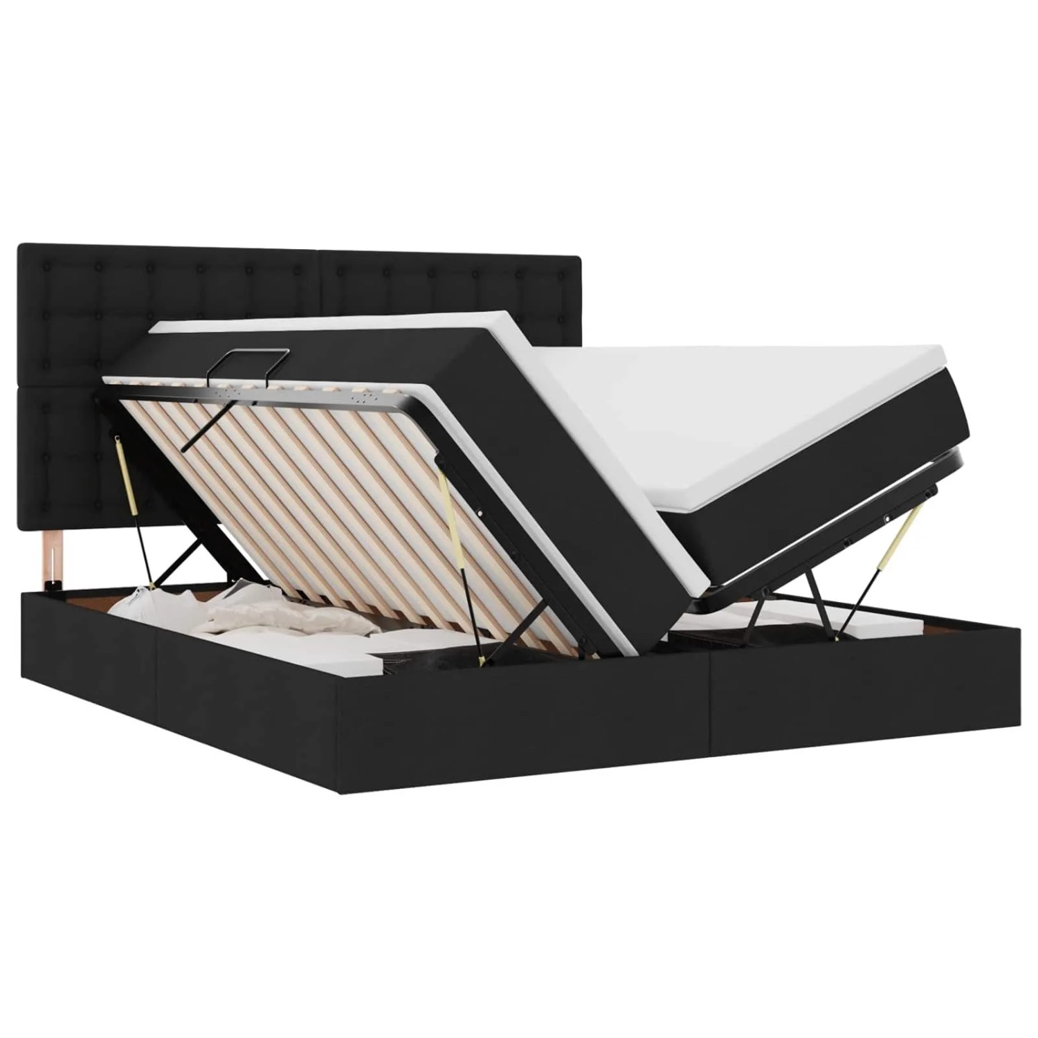 vidaXL Bett mit LED-Lichtleisten Schwarz 200 x 200 cm Stoff 3372865
