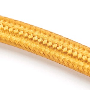 Goldenes 3-adriges Textilkabel als Meterware für Lampen und Leuchten.