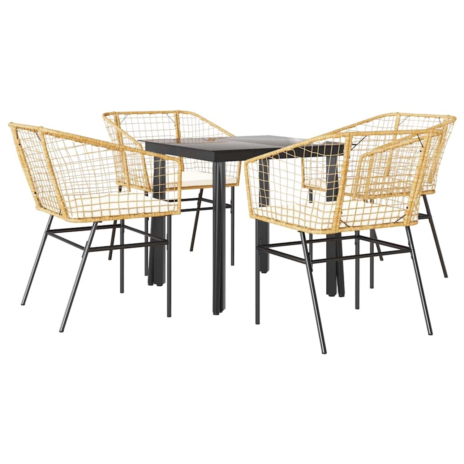 vidaXL 5-Tlg Garten-Essgruppe mit Kissen Braun Poly Rattan Glas 3334605 günstig online kaufen