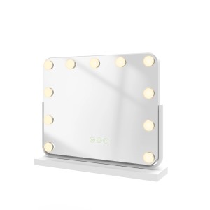 Emke Hollywood Kosmetikspiegel mit Beleuchtung, 50x42cm, 1x/7x Vergrößerung, 3 Farbtemperaturen.