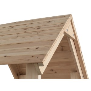 Detailansicht des Holz-Dachs vom Swing King Spielturm Noa.