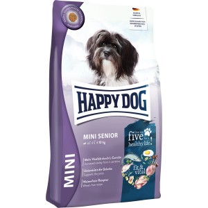 Happy Dog Fit & Vital Mini Senior Trockenfutter für kleine, ältere Hunde, 800g Packung.