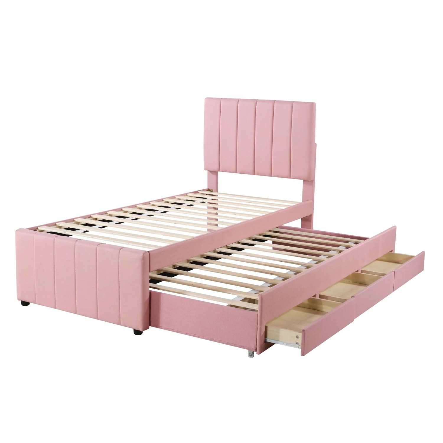 Merax Polsterbett 90x200cm Leinen Rollbett Rosa