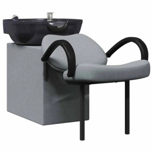 vidaXL Shampoo Stuhl Hellgrau und Schwarz 63 x 141 x 92 cm Stoff 42009073