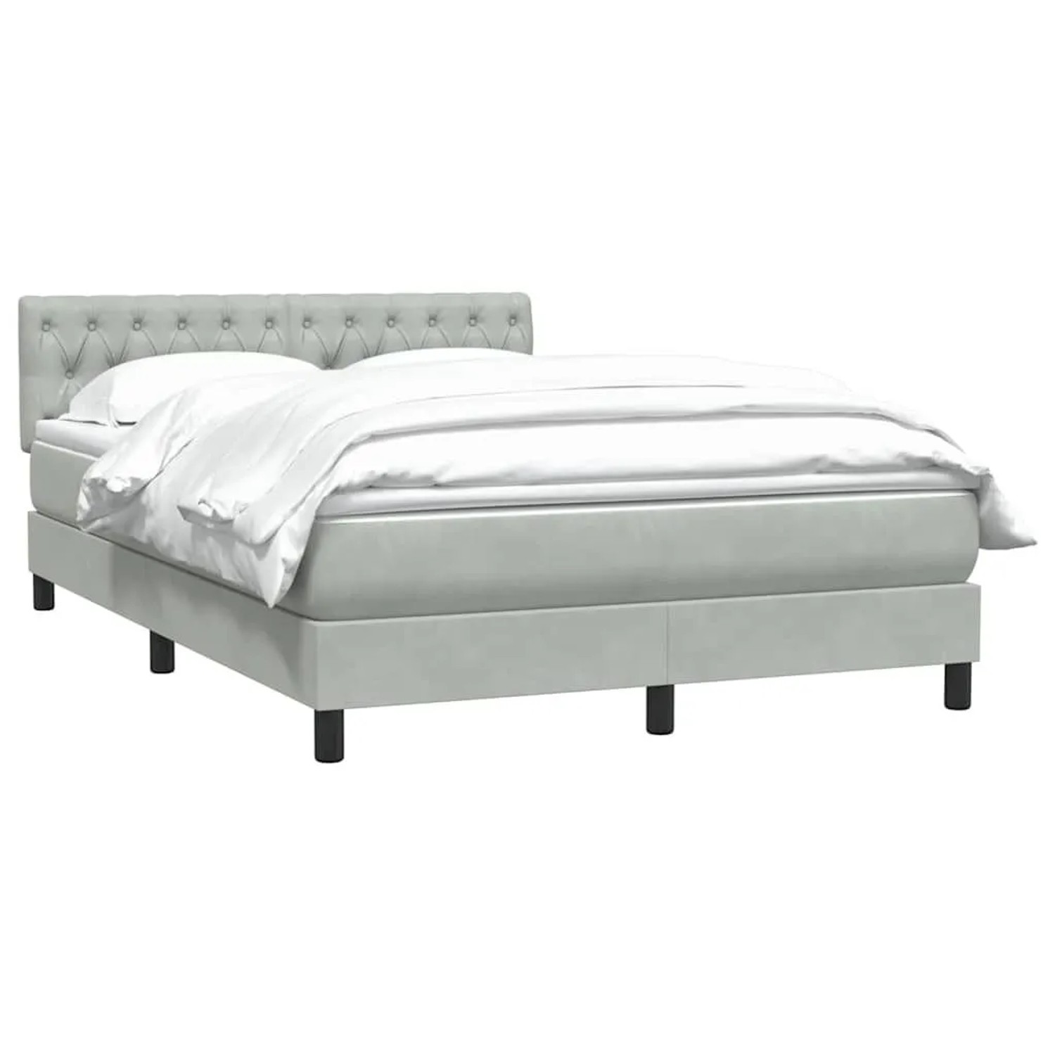 vidaXL Boxspringbett mit Matratze Hellgrau 160x210 cm Samt 3316503
