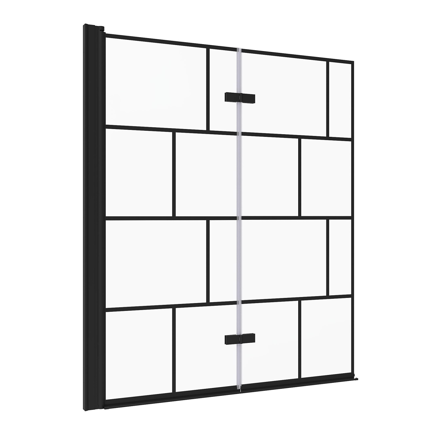 Aquabatos Badewannenfaltwand Schwarz Kariert Badewannenaufsatz 120 x 140 cm Duschwand 2-tlg. Faltwand 5 mm Glaswand ESG ...