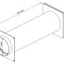Technische Zeichnung: Teleskop-Mauerkasten Ø 150 mm mit Edelstahl-Ablufthaube, verstellbar 30-50cm.