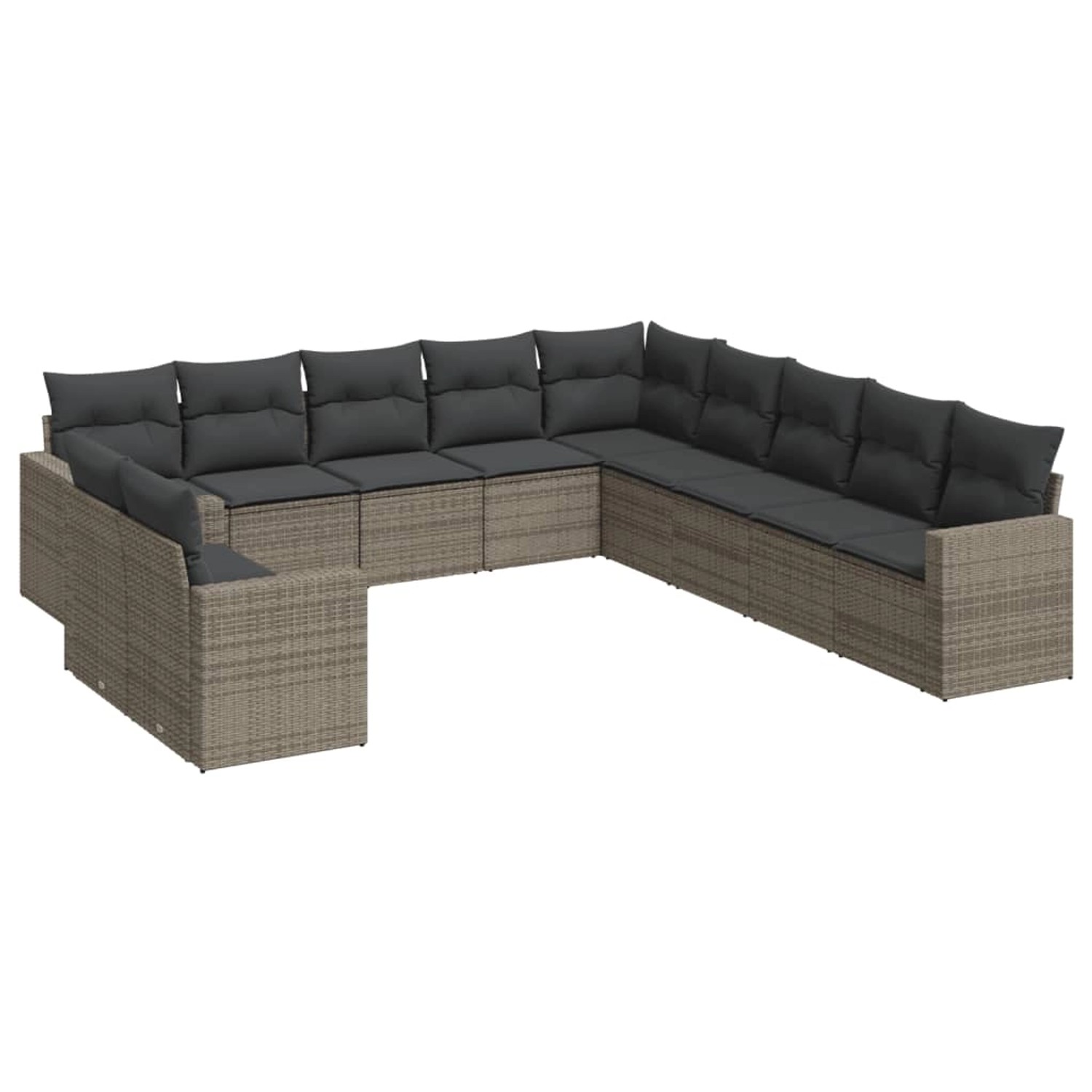 vidaXL 11-Tlg Garten-Sofagarnitur mit Kissen Grau Poly Rattan 3219180 günstig online kaufen