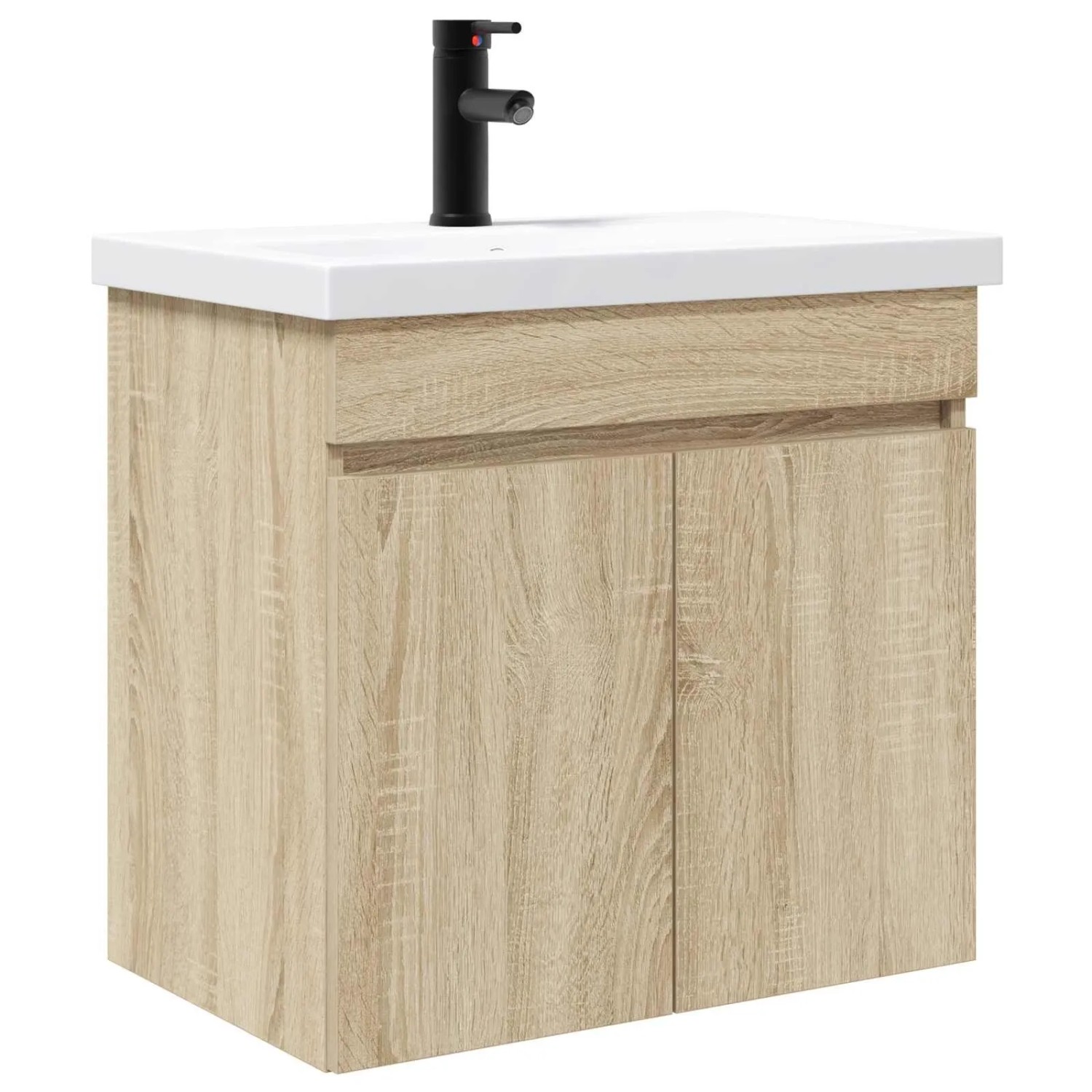 vidaXL Badezimmer Waschtischunterschrank mit Wasserhahn Sonoma-Eiche 889539