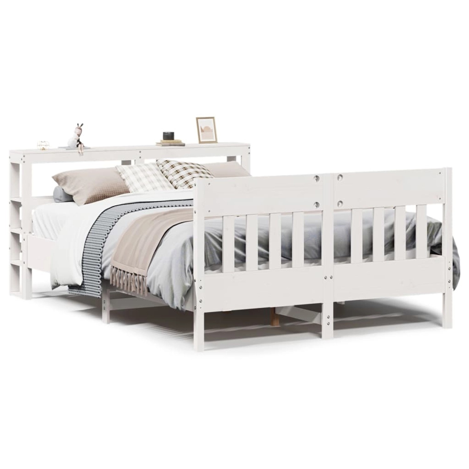 vidaXL Massivholzbett ohne Matratze Weiß 160x200 Kiefernholz 3306259 günstig online kaufen