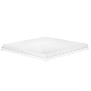 Weißes Holzbett, Doppelbett 200x200 cm aus Kiefernholz mit Rollrost.