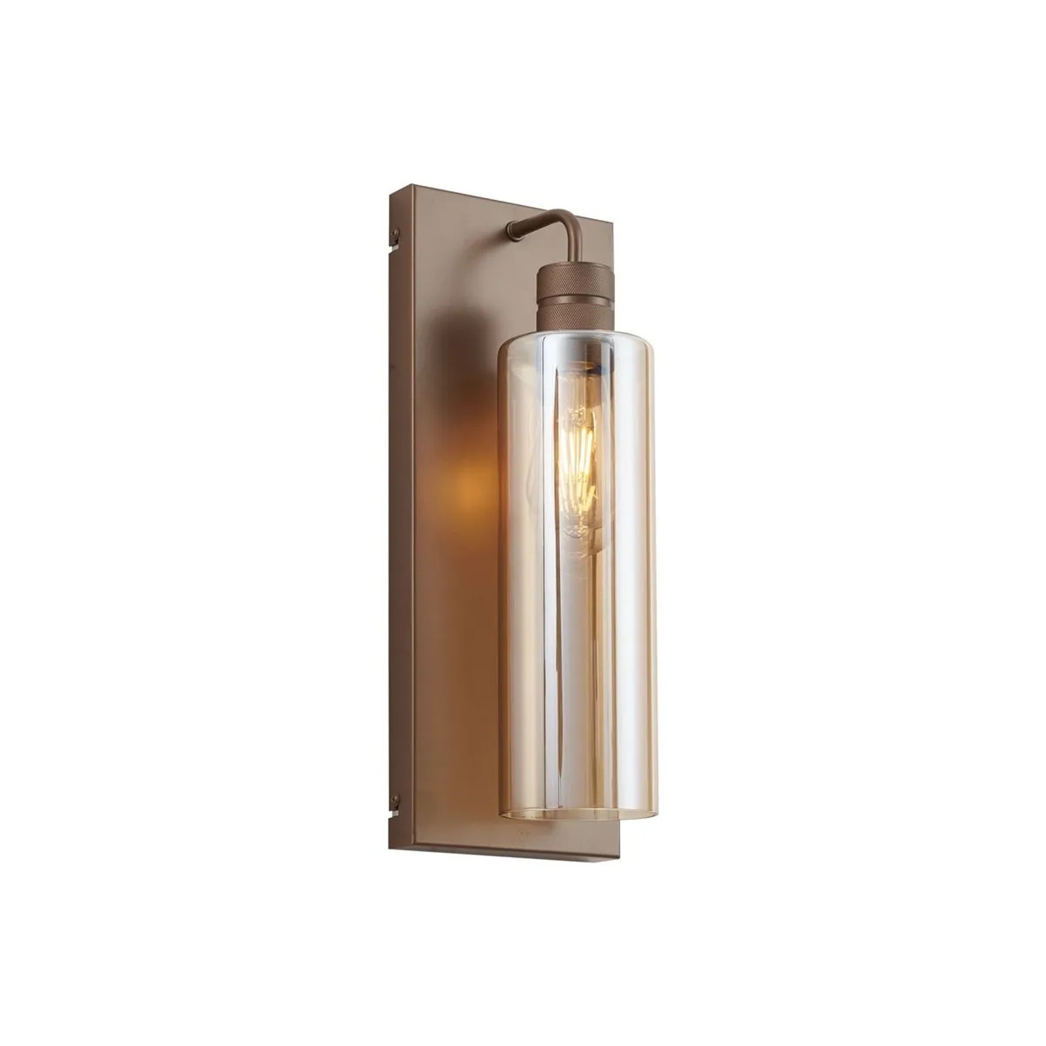 QAZQA Hotel Chic Wandleuchte DunkelBronze mit Bernsteinfarbenem Glas Stavelot