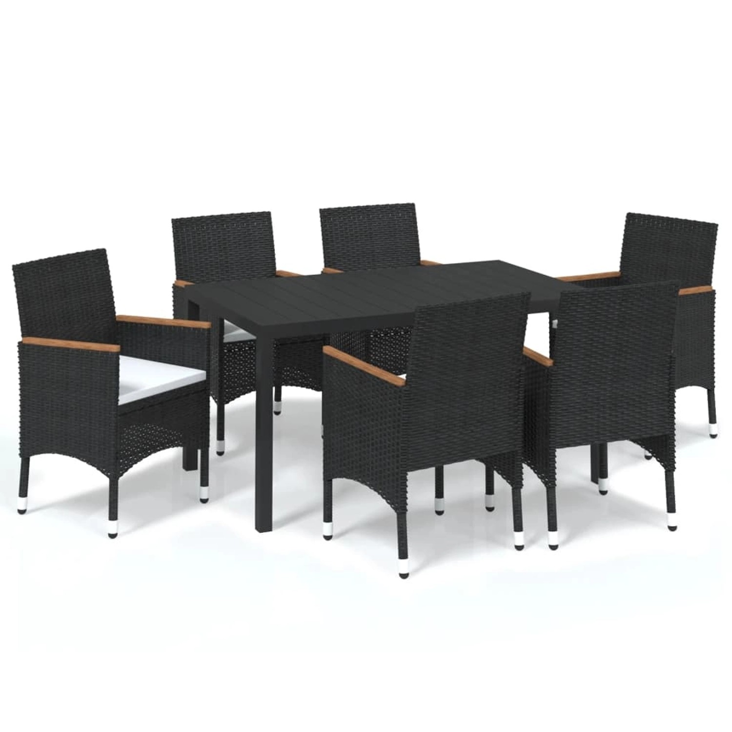 vidaXL 7-tlg Garten-Essgruppe mit Kissen Poly Rattan Schwarz Modell 11 günstig online kaufen