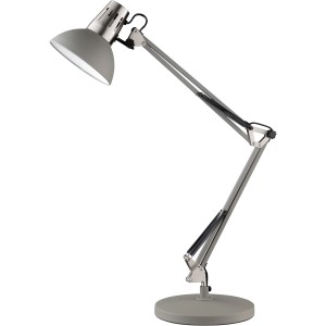 Graue Fischer & Honsel Tischleuchte Pit mit flexiblem Arm. Design-Tischlampe für den Schreibtisch.
