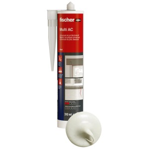 Fischer Acryldichtstoff Multi AC, weiß, 310ml Kartusche mit Acryl-Dichtmasse.