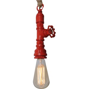 Rote Näve Pendelleuchte Regia mit Hanfseil im Industrial Design.