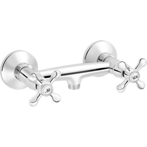 baliv Duscharmatur DU-5040 Chrom mit Kreuzgriffen für Bad im Retro-Design.