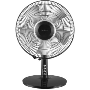 Schwarzer Emerion Tischventilator, 30 cm Durchmesser, mit 5 Rotorblättern.