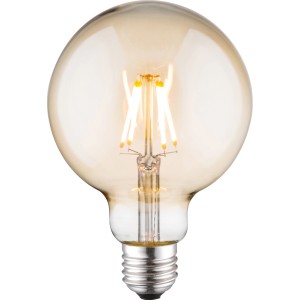 Just Light. E27 LED-Leuchtmittel in Globeform, 4W, goldgetönt, mit Filament.