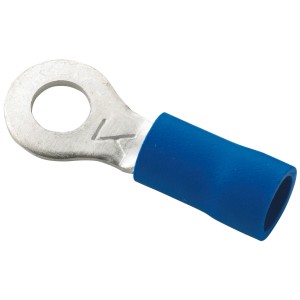 Blauer Ringkabelschuh für Autoelektrik, 1,5-2,5 mm² Kabelquerschnitt, Ø 4,3 mm.