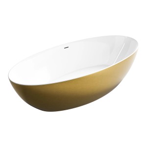 Bernstein Freistehende Badewanne TERRA Acryl Gold 186x88 BlattGold