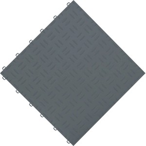 Dunkelgraue Florco Kunststoff-Klickfliese mit Riffelblech-Optik, 40x40 cm, 6er-Pack.